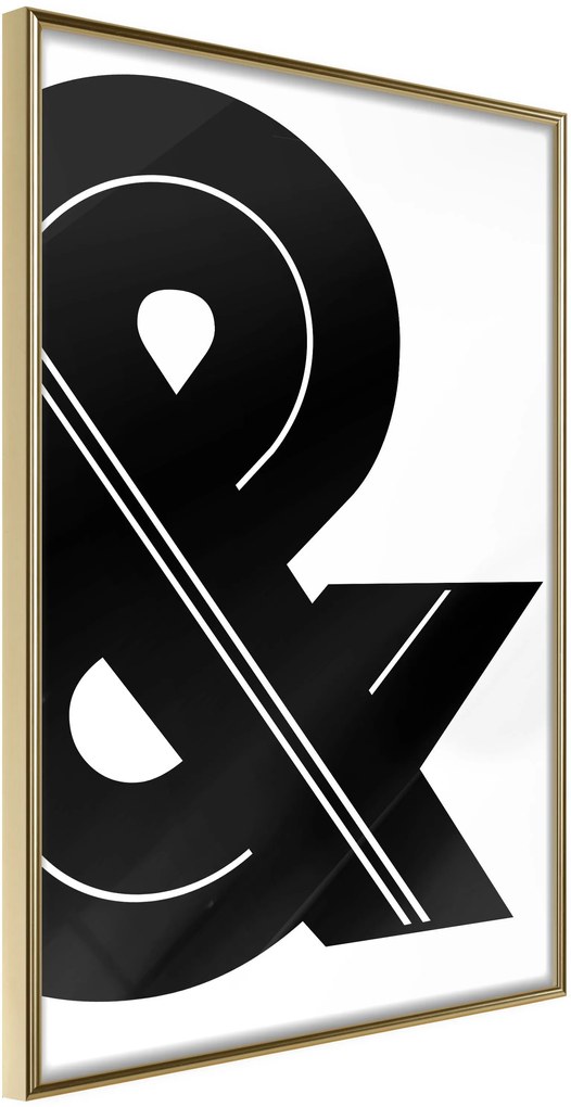 Αφίσα - Ampersand (Black and White) - 20x30 - Χρυσό - Χωρίς πασπαρτού