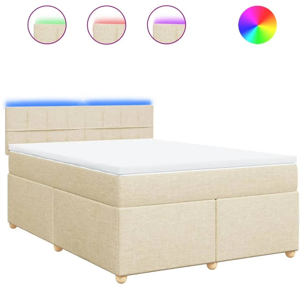 ΚΡΕΒΑΤΙ BOXSPRING ΜΕ ΣΤΡΩΜΑ ΚΡΕΜ 140X200 ΕΚ. ΥΦΑΣΜΑΤΙΝΟ 3289008