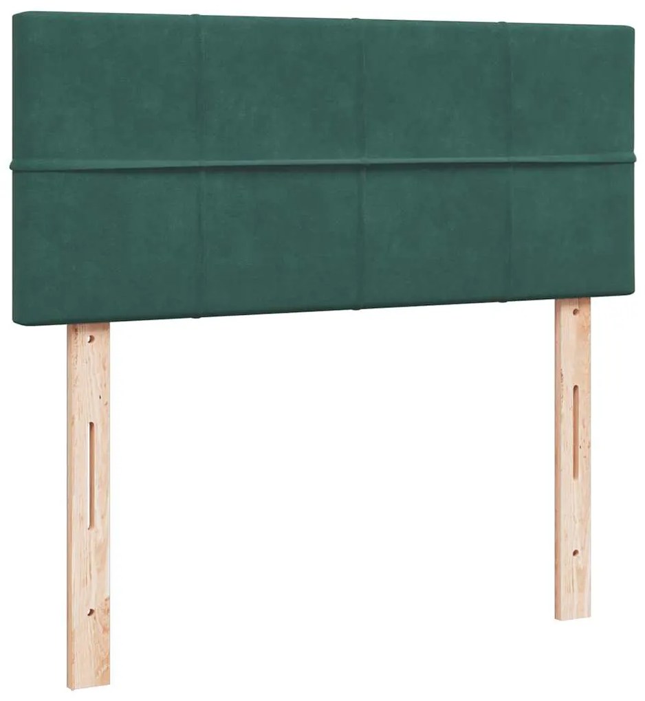 vidaXL Κρεβάτι Boxspring με Στρώμα Σκούρο Πράσινο 120x200εκ. Βελούδινο