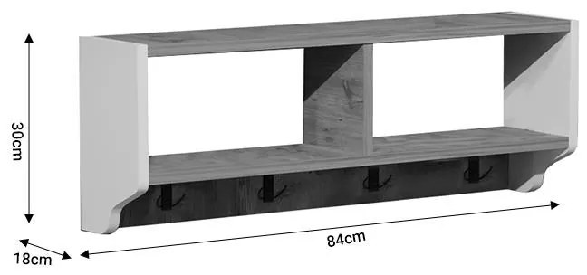 Κρεμάστρα τοίχου Gyrzi oak-ανθρακί μελαμίνης 84x18x30εκ 84x18x30 εκ.