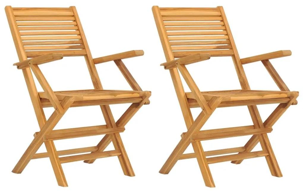 Καρέκλες Κήπου Πτυσσόμενες 2 τεμ. 55x62x90 εκ. Μασίφ Ξύλο Teak - Καφέ