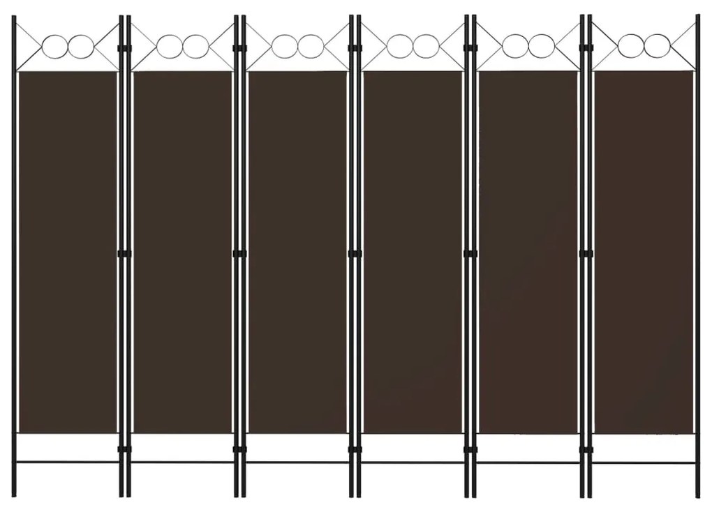 vidaXL Διαχωριστικό Δωματίου με 6 Πάνελ Καφέ 240 x 180 εκ.