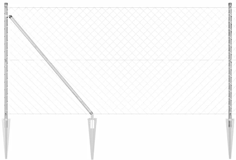 Φράχτης από αλυσίδα με στήλες Ασημί 1.4 x 10 m Ατσάλι