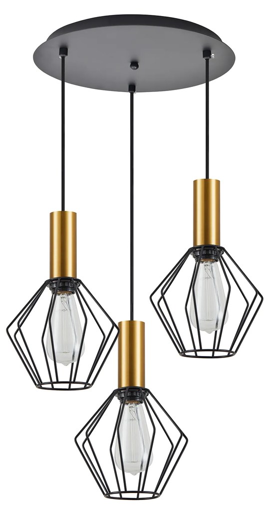 SE21-GM-4-3BL-GR1 ADEPT TUBE Gold Matt Pendant Black Metal Grid+ HOMELIGHTING 77-8621