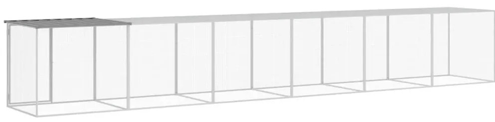 vidaXL Κοτέτσι - Κλουβί με Στέγη Αν. Γκρι 603x98x90 εκ. Γαλβαν. Ατσάλι