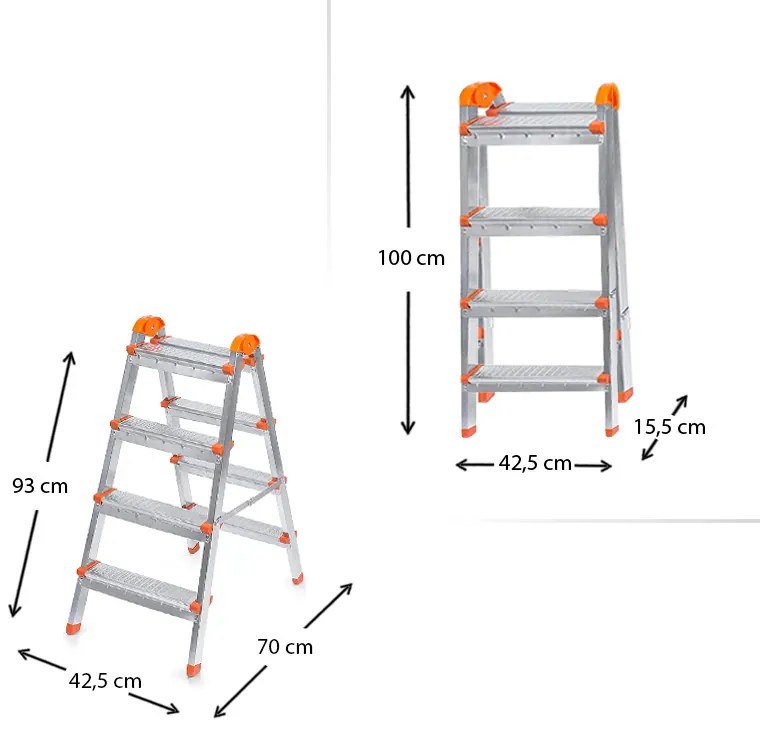 Σκάλα Double Step Perilla μεταλλική 4+4 σκαλοπάτια 93εκ.