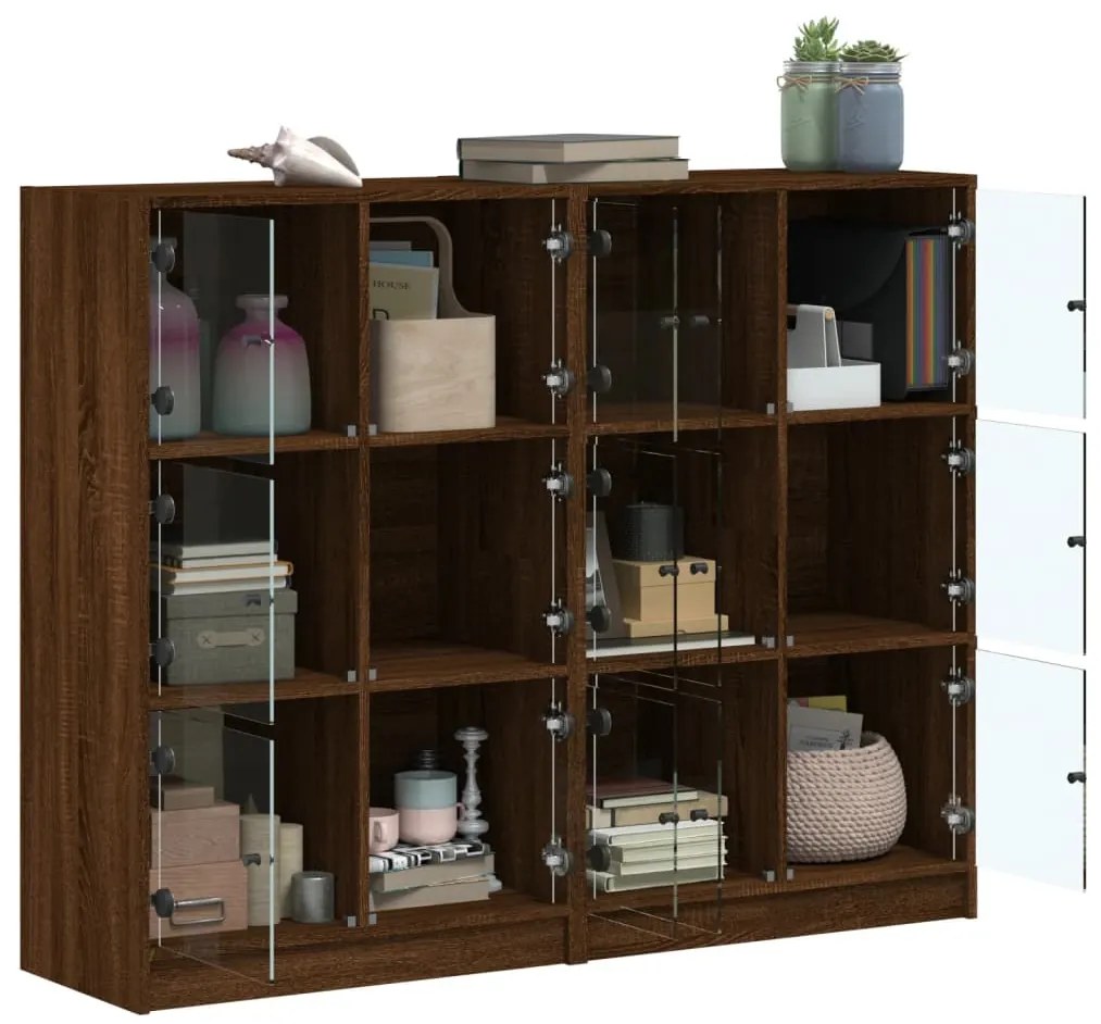 vidaXL Βιβλιοθήκη με Πόρτες Καφέ Δρυς 136x37x109 εκ. Επεξ. Ξύλο