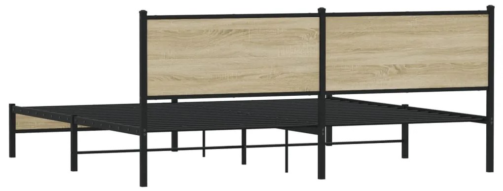 vidaXL Σκελετός Κρεβ. Χωρίς Στρώμα Sonoma Δρυς 193x203 εκ. Μεταλλικό