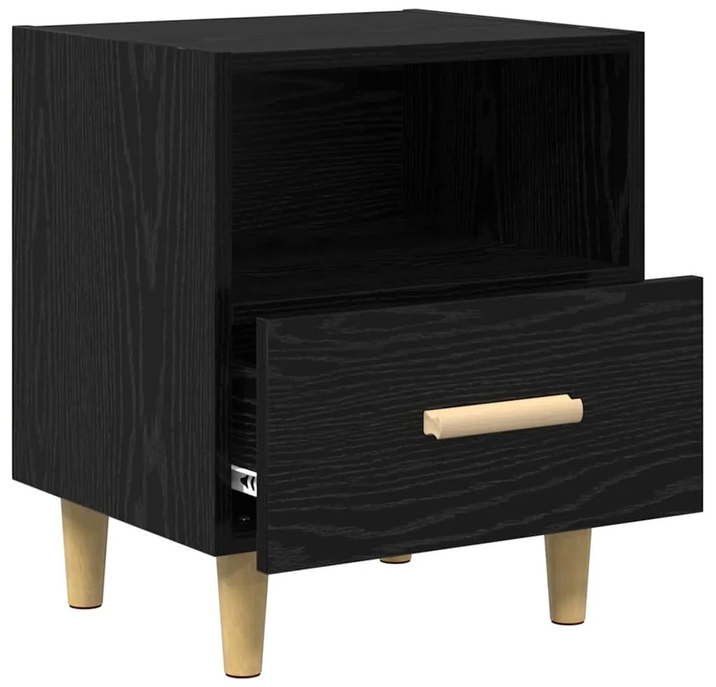 vidaXL Κομοδίνο 2 pcs Μαύρη δρυς 40 x 35 x 47.5 εκ Επεξεργασμένο ξύλο