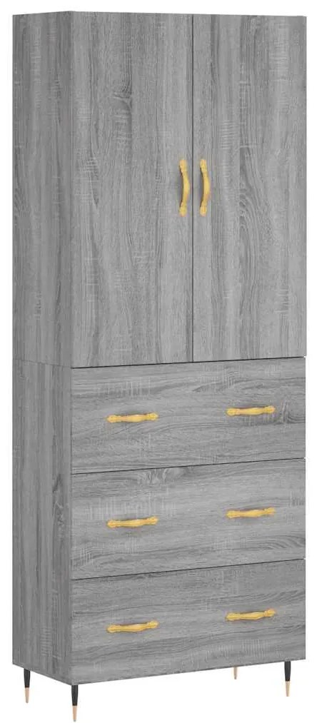 vidaXL Ντουλάπι Γκρι Sonoma 69,5 x 34 x 180 εκ. Επεξεργασμένο Ξύλο