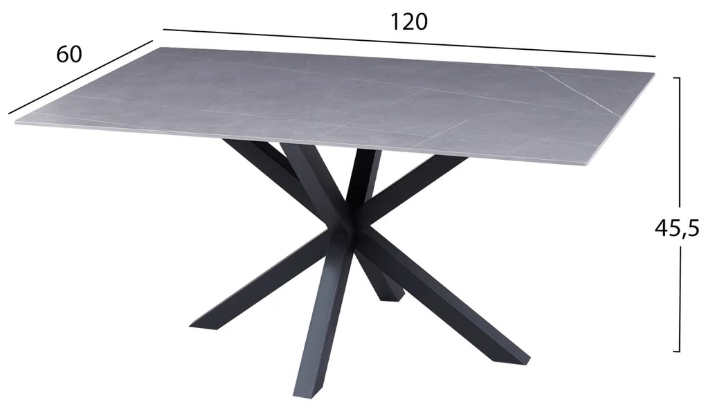 ΤΡΑΠΕΖΙ ΣΑΛΟΝΙΟΥ HM9470.05 GREY MARBLE-ΜΑΥΡΗ ΜΕΤΑΛ.ΒΑΣΗ 120x60x45,5Yεκ.
