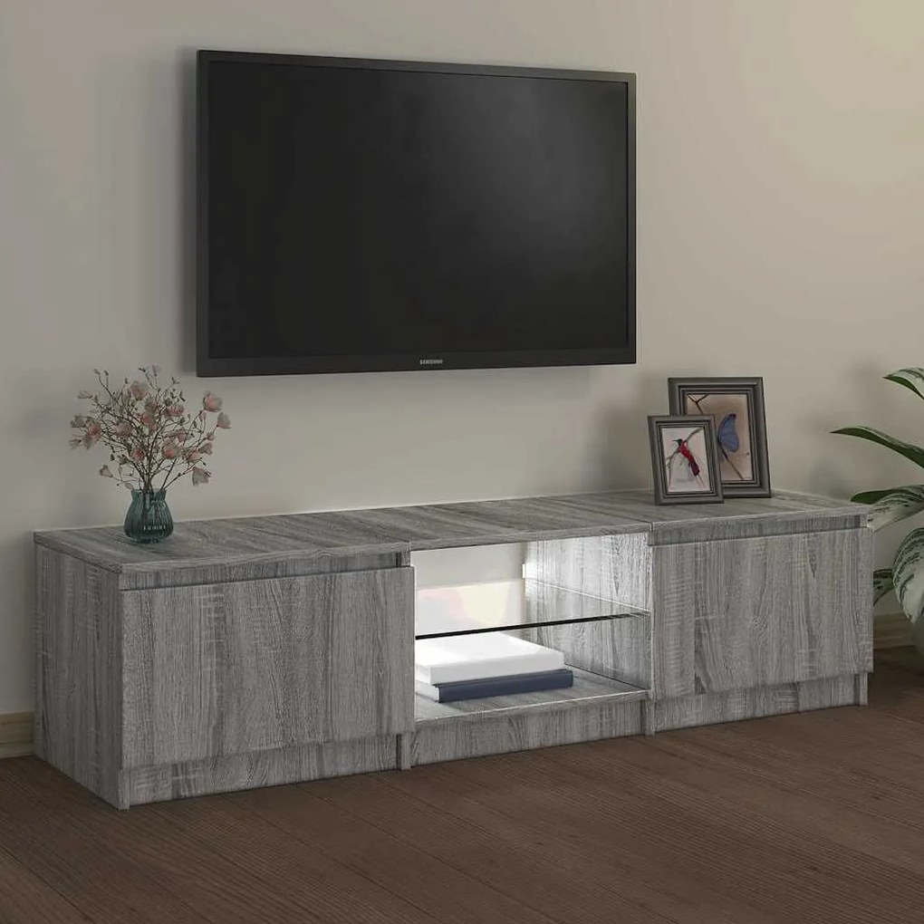 vidaXL Έπιπλο Τηλεόρασης με LED Γκρι Sonoma 140 x 40 x 36 εκ.