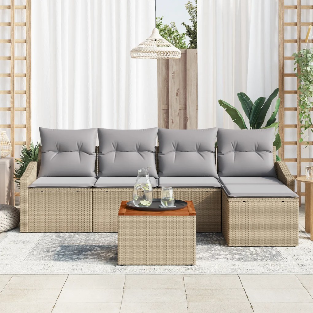 vidaXL Σετ Καναπέ Κήπου 6 pcs Μπεζ, ανοιχτό γκρι 55 x 55 x 37 εκ
