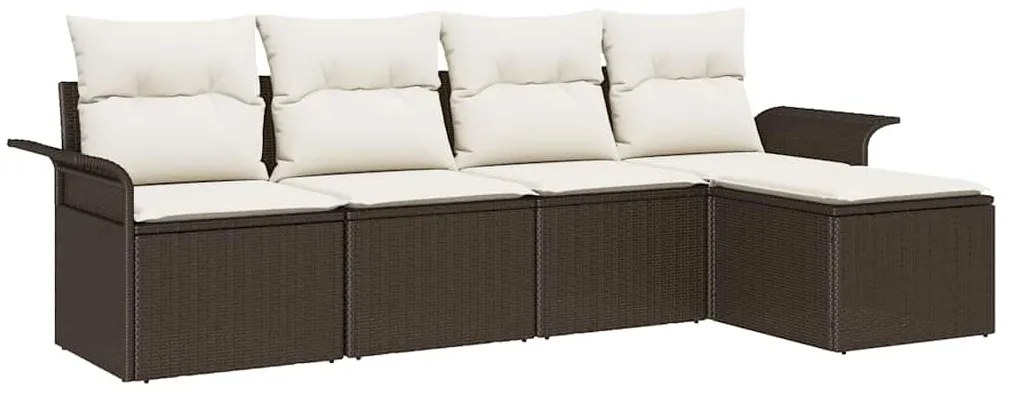 vidaXL Σετ Καναπέ Κήπου με μαξιλάρι 5 pcs Καφέ Πολυ ράταν