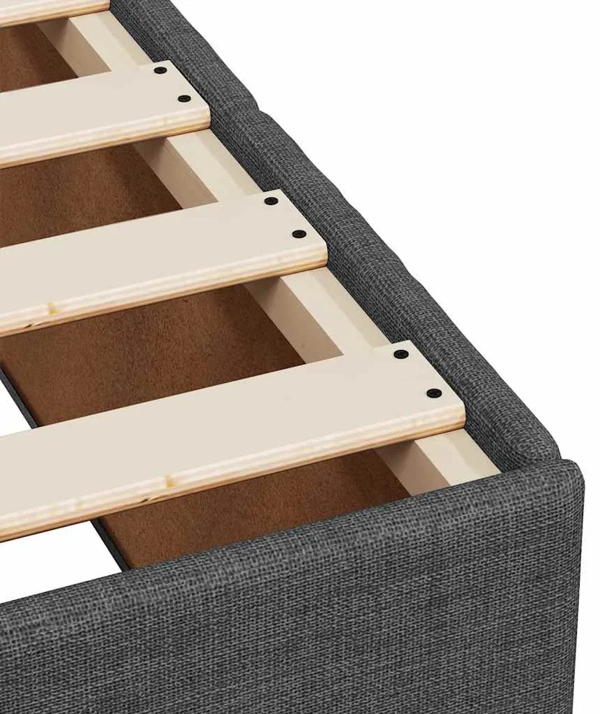 Κρεβάτι Boxspring με Στρώμα Σκούρο Γκρι 200x200 εκ. Υφασμάτινο - Γκρι