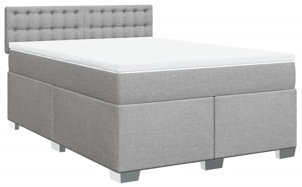 vidaXL Κρεβάτι Boxspring με Στρώμα Ανοιχτό Γκρι 140x190 εκ. Υφασμάτινο