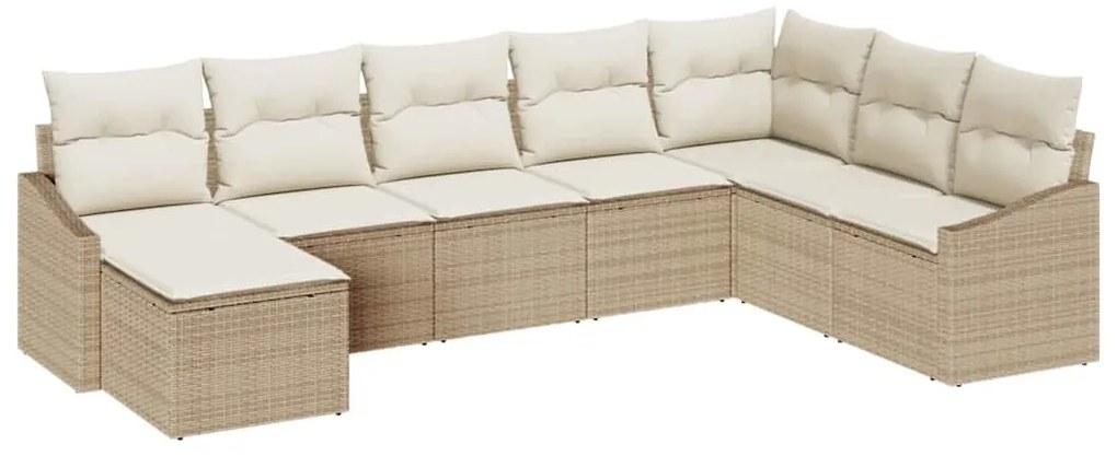 vidaXL Σετ Καναπέ Κήπου 8 pcs Μπεζ Πολυ ράταν