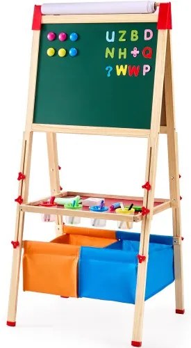 VEVOR 3-in-1 Kids Art Easel Double-Sided Wooden Magnetic Whiteboard Chalkboard