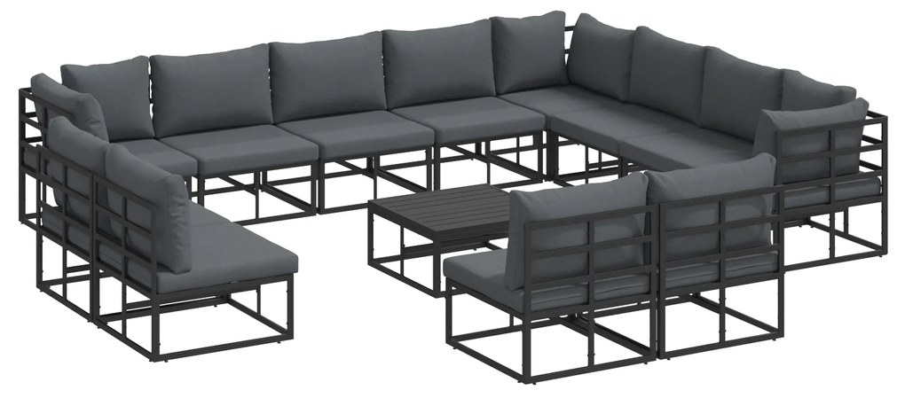 vidaXL Σετ Καναπέ Κήπου 13 pcs Μαύρο 70 x 70 x 32 εκ Αλουμίνιο