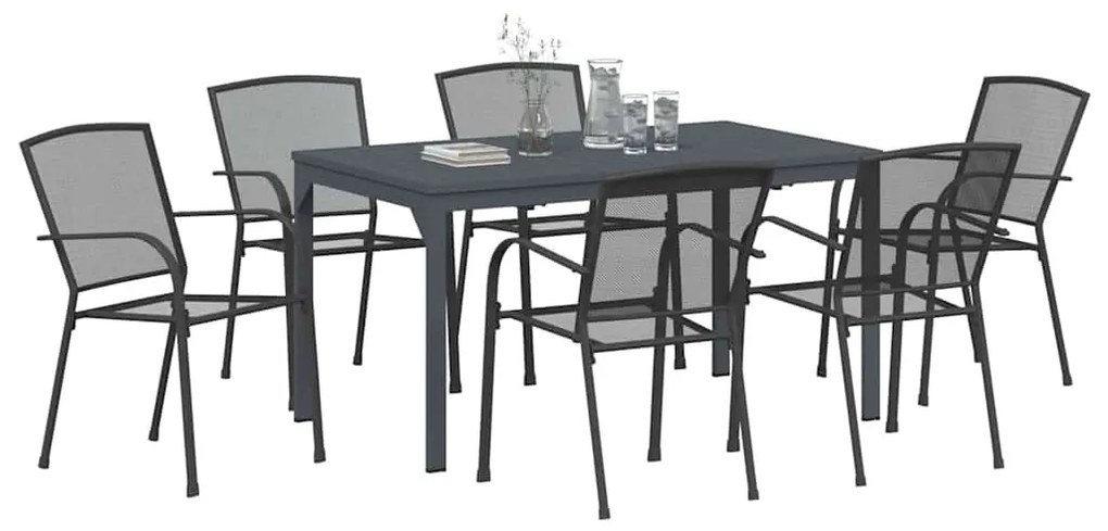 vidaXL Σέτ φαγητού για κήπο 7 pcs Ανθρακί Ατσάλι με Πούδρα