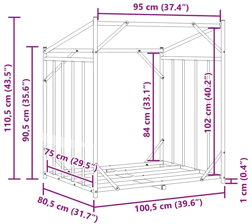 VIDAXL ΡΑΦΙ ΓΙΑ ΚΑΥΣΟΞΥΛΑ ΜΕ ΚΑΛΥΜΜΑ ΒΡΟΧΗΣ 100,5X80,5X110,5 ΕΚ. 4104938