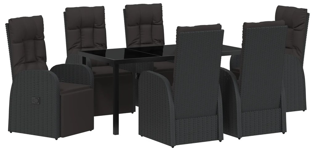 vidaXL Ανακλινόμενες Καρέκλες Κήπου 7 pcs Μαύρο 160 x 80 x 73 εκ