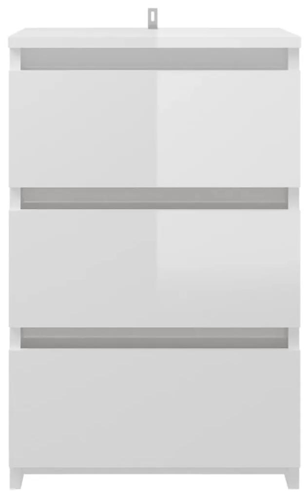 Κομοδίνo Γυαλιστερό Λευκό 40 x 35 x 62,5 εκ. από Μοριοσανίδα - Λευκό