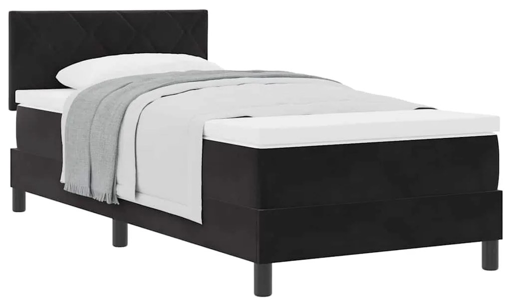 vidaXL Κρεβάτι με Ελατήρια και Στρώμα Μαύρο 90 x 190 cm ύφασμα