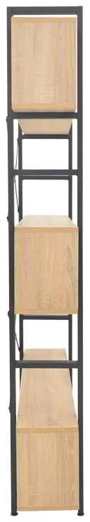 Βιβλιοθήκη Fifer pakoworld σε oak-μαύρη απόχρωση 120x28x185εκ