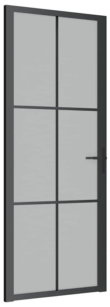 vidaXL Εσωτερική Πόρτα 83 x 201,5 εκ. Μαύρο Ματ Γυαλί και Αλουμίνιο