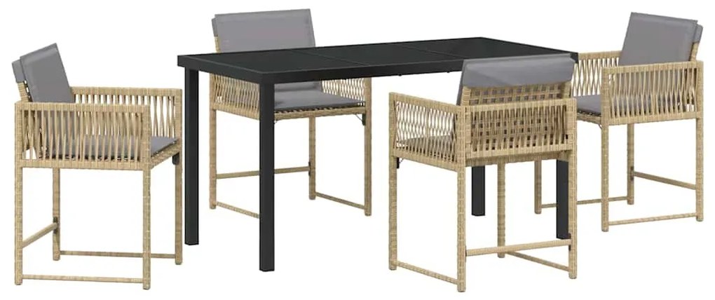 vidaXL Σέτ φαγητού για κήπο 5 pcs Μπεζ συνθετικό ρατάν