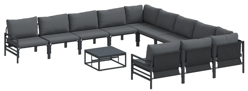 vidaXL Σετ Καναπέ Κήπου 12 pcs Ανθρακί Ατσάλι