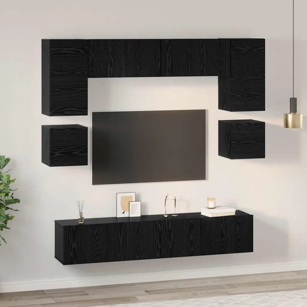 vidaXL Σετ επίπλου τηλεόρασης 8 pcs Μαύρη δρυς 80 x 30 x 30 εκ