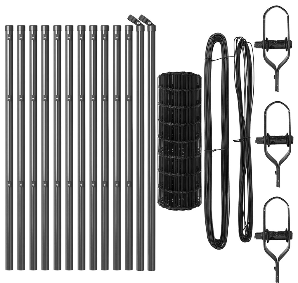 vidaXL Euro Fence με 13 Στυλίδια 0.6x25 μ Γαλβανισμένος Χάλυβας Γκρι