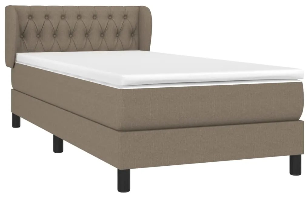 vidaXL Κρεβάτι Boxspring με Στρώμα Taupe 100 x 200 εκ. Υφασμάτινο