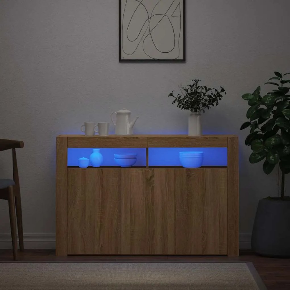 vidaXL Μπουφές με LED Sonoma Δρυς 115,5 x 30 x 75 εκ.