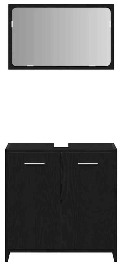 vidaXL Έπιπλα Μπάνιου Επιτοίχιο 3 pcs Μαύρη Οξυά 30 x 30 x 183.5 εκ.