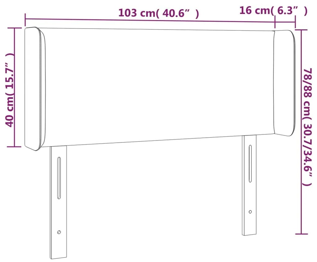 vidaXL Κεφαλάρι Κρεβατιού LED Μαύρο 103x16x78/88 εκ. Συνθετ. Δέρμα