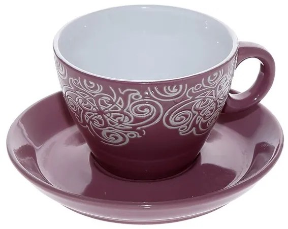 Φλυτζάνι Με Πιατάκι Cappuccino Stoneware 330ml Vienna Μπορντώ ESPIEL HUN118K6