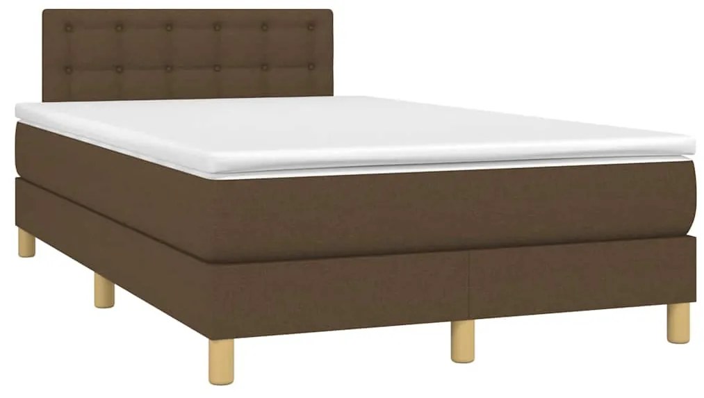 vidaXL Κρεβάτι Boxspring με Στρώμα & LED Σκ.Καφέ 120x190εκ. Υφασμάτινο