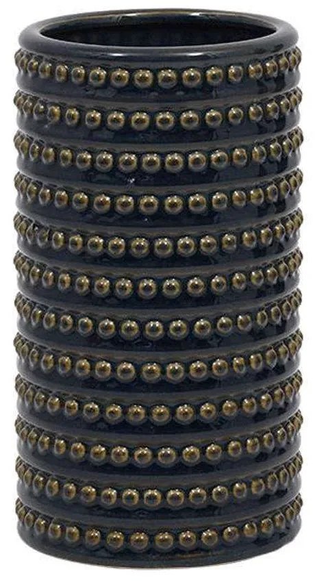 Βάζο 023-223-100 12x12x23cm Blue Black-Gold Ceramic