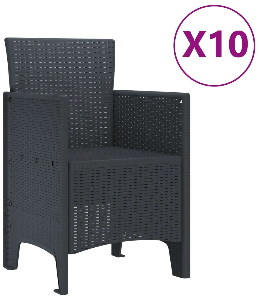 vidaXL Σετ Τραπεζαρίας Κήπου 11 Τεμαχίων Ανθρακί Πολυ Ρατάν