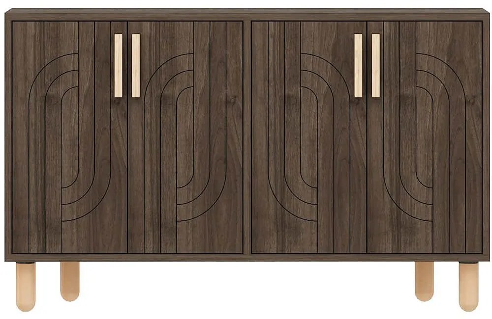 Μπουφές Rodney 327ODS1293 120x29,6x73,6cm Walnut-Oak Μοριοσανίδα, Μελαμίνη