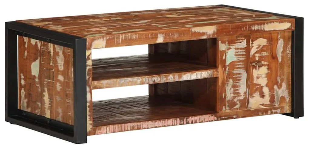 Τραπεζάκι σαλονιού πολύχρωμο 90x50x36cm Ξύλο μασίφ αναγεννημένο - Πολύχρωμο