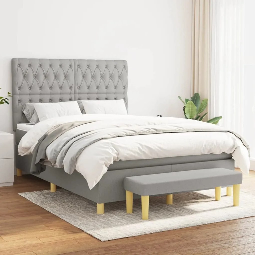 ΚΡΕΒΑΤΙ BOXSPRING ΜΕ ΣΤΡΩΜΑ ΑΝΟΙΧΤΟ ΓΚΡΙ 140X190 ΕΚ. ΥΦΑΣΜΑΤΙΝΟ 3137389