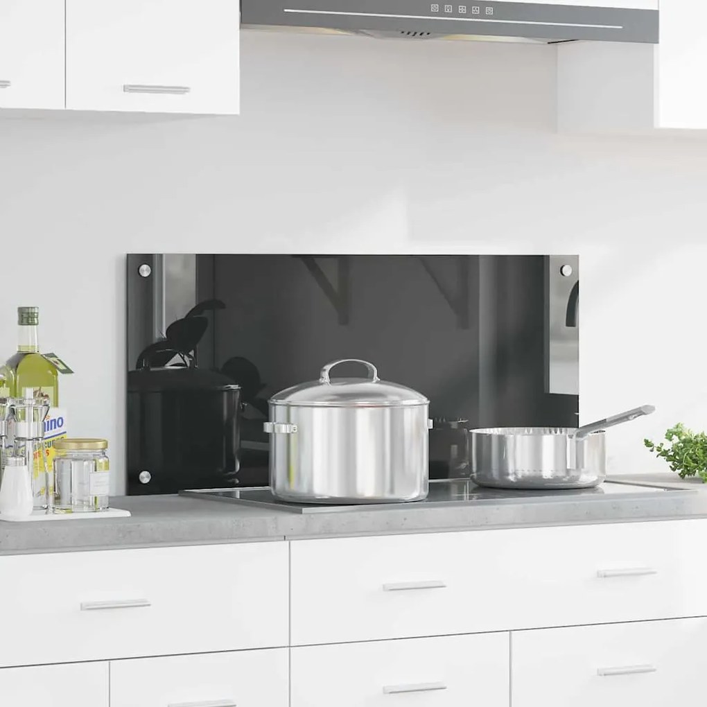 vidaXL Κουζίνα Πλακάκι Σκούρο Γκρι 90x40x0,6 εκ. Ψημένο Γυαλί