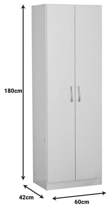 Ντουλάπα Jonar δίφυλλη λευκό χρώμα μελαμίνης 60x42x180εκ 60x42x180 εκ.