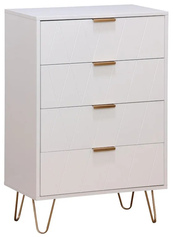 Intrahome Συρταριέρα Culture Intrahome με 4 συρτάρια λευκό-χρυσό 60x34x91εκ | SKU: INTRAPA-371111125