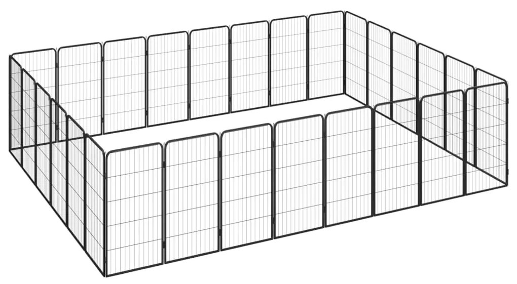 vidaXL Κλουβί Σκύλου 28 Πάνελ Μαύρο 50x100 εκ. Ατσάλι με Βαφή Πούδρας