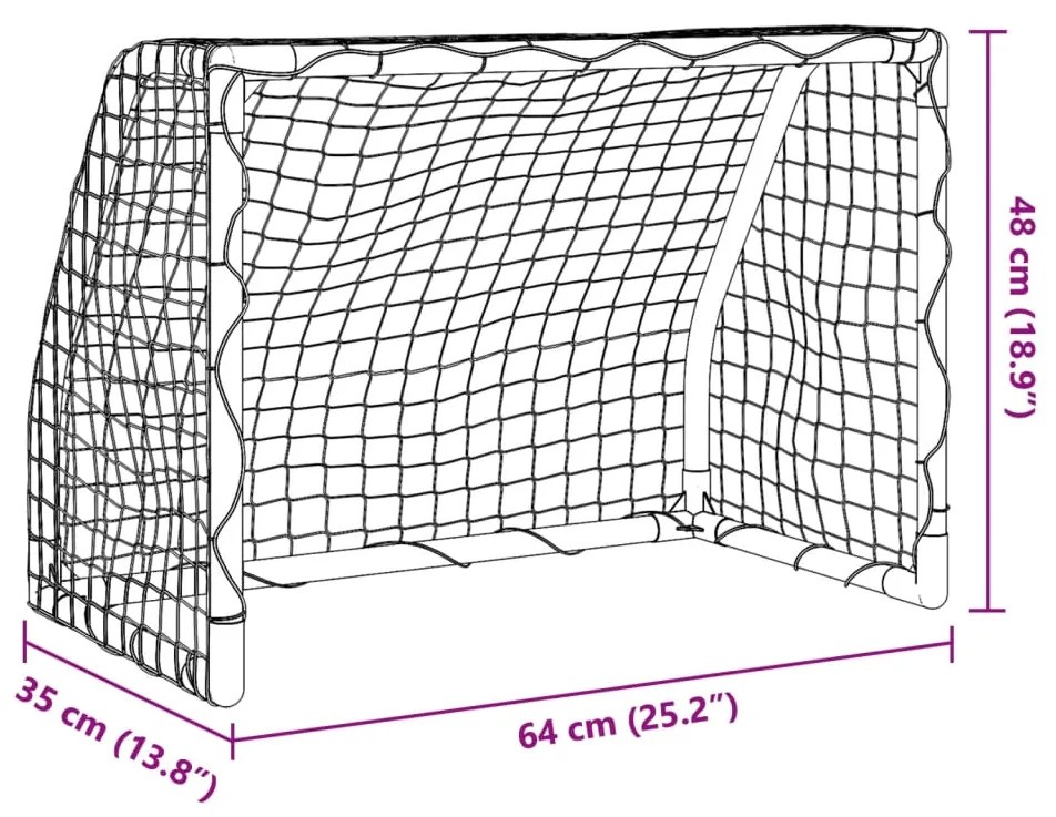 Τέρματα Παιδικά 2 Τεμ. Λευκά 64x35x48 εκ. Μεταλλικά με Μπάλα - Λευκό